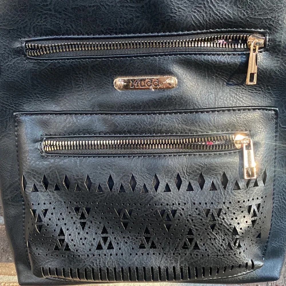 Black faux leather crossbody bag by